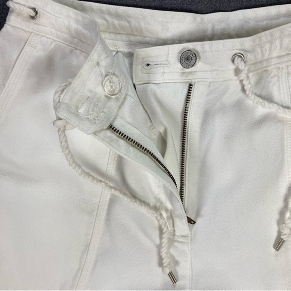 Lauren Ralph Lauren Cropped Pants Womens Sz 6 White Pocket Zip Drawstring Cargo - Picture 3 of 11